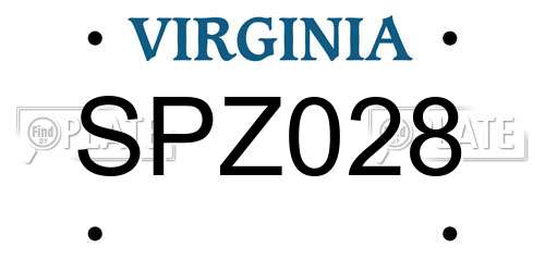 SPZ028 Virginia License Plate