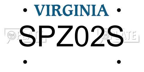 SPZ02S Virginia License Plate