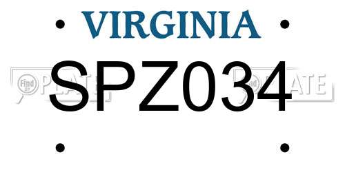 SPZ034 Virginia License Plate