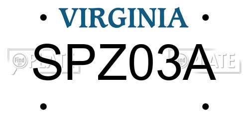 SPZ03A Virginia License Plate