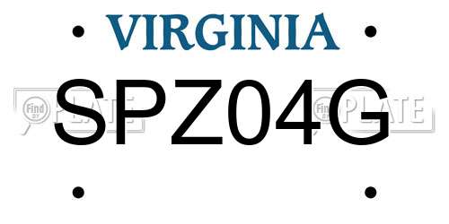 SPZ04G Virginia License Plate