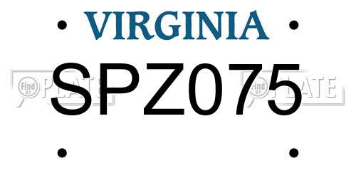 SPZ075 Virginia License Plate
