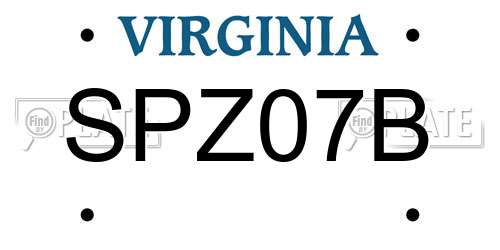 SPZ07B Virginia License Plate