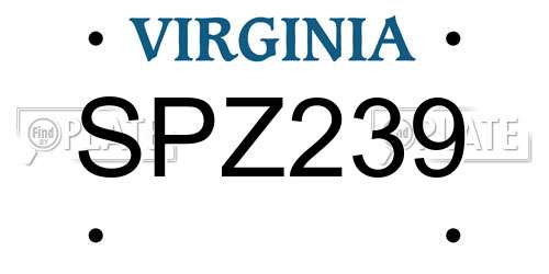 SPZ239 Virginia License Plate
