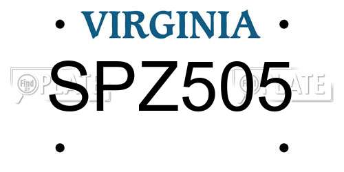 SPZ505 Virginia License Plate