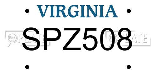 SPZ508 Virginia License Plate