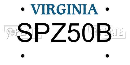SPZ50B Virginia License Plate
