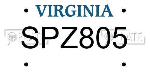 SPZ805 Virginia License Plate