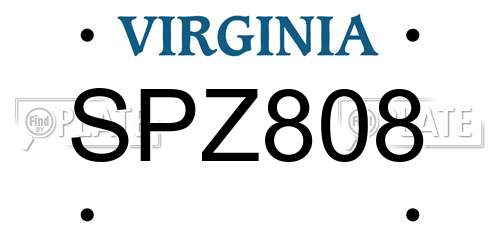 SPZ808 Virginia License Plate
