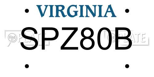 SPZ80B Virginia License Plate