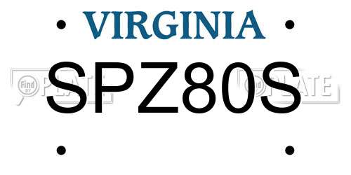 SPZ80S Virginia License Plate