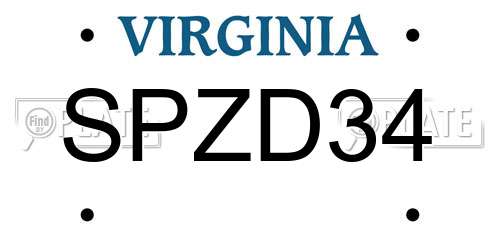 SPZD34 Virginia License Plate