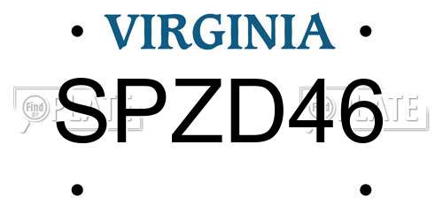 SPZD46 Virginia License Plate