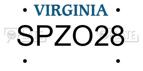 SPZO28 Virginia License Plate