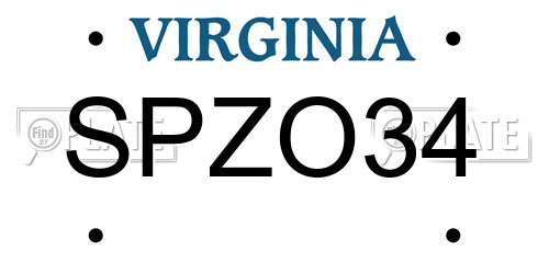 SPZO34 Virginia License Plate
