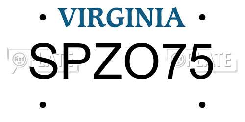 SPZO75 Virginia License Plate