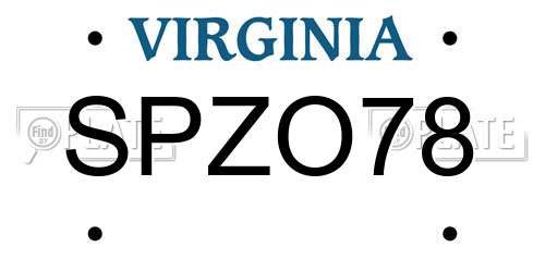 SPZO78 Virginia License Plate