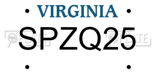 SPZQ25 Virginia License Plate