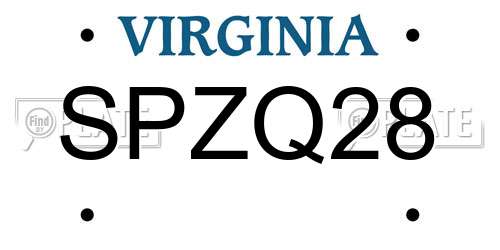 SPZQ28 Virginia License Plate