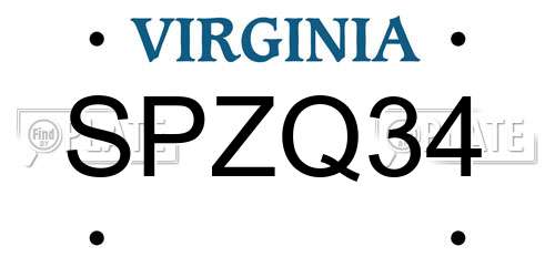 SPZQ34 Virginia License Plate