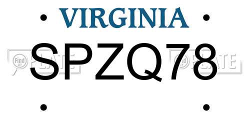 SPZQ78 Virginia License Plate