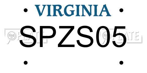 SPZS05 Virginia License Plate