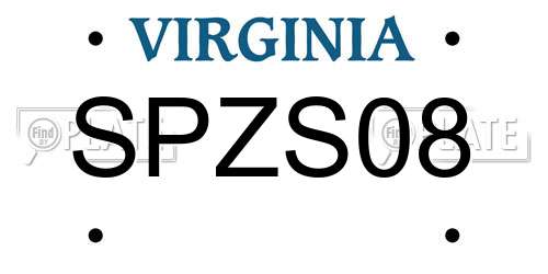 SPZS08 Virginia License Plate