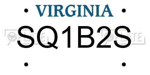 SQ1B2S Virginia License Plate