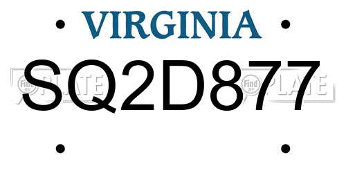 SQ2D877 Virginia License Plate