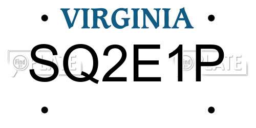 SQ2E1P Virginia License Plate