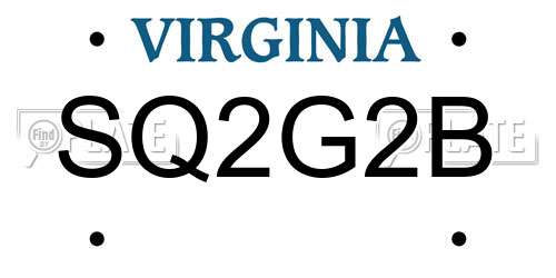 SQ2G2B Virginia License Plate