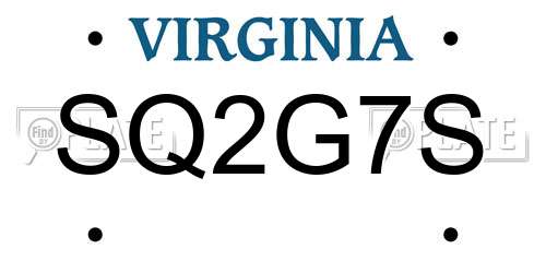 SQ2G7S Virginia License Plate