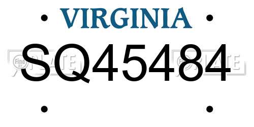 SQ45484 Virginia License Plate