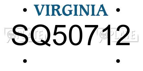 SQ50712 Virginia License Plate