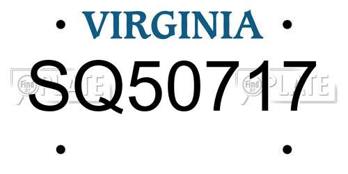 SQ50717 Virginia License Plate