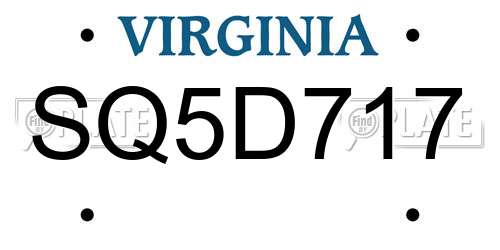 SQ5D717 Virginia License Plate