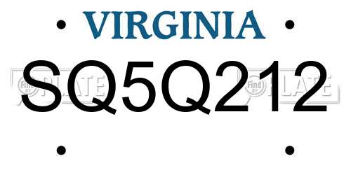 SQ5Q212 Virginia License Plate