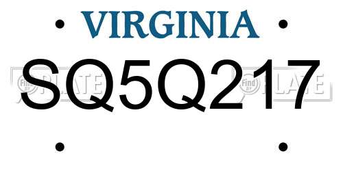 SQ5Q217 Virginia License Plate