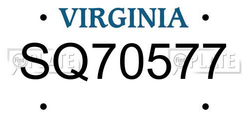 SQ70577 Virginia License Plate