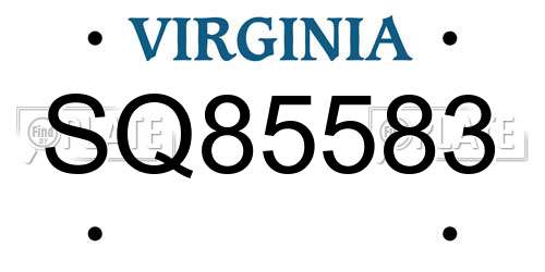SQ85583 Virginia License Plate