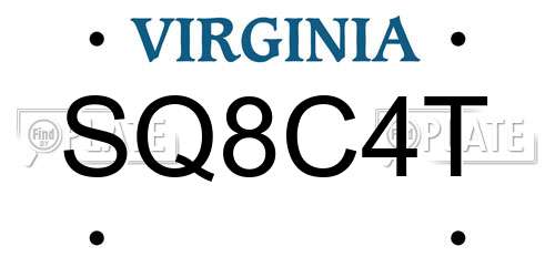 SQ8C4T Virginia License Plate