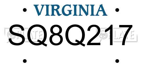 SQ8Q217 Virginia License Plate