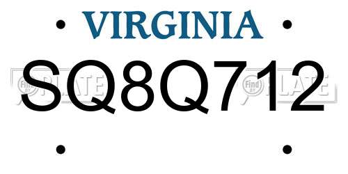 SQ8Q712 Virginia License Plate