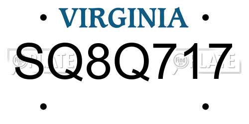 SQ8Q717 Virginia License Plate