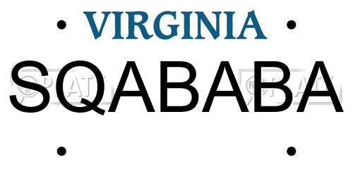 SQABABA Virginia License Plate