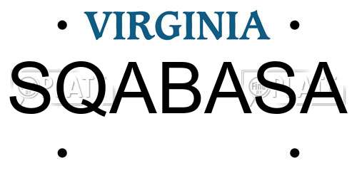SQABASA Virginia License Plate