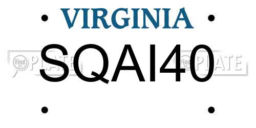 SQAI40 Virginia License Plate
