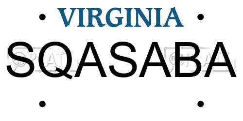 SQASABA Virginia License Plate