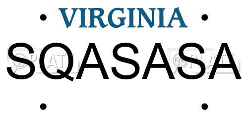 SQASASA Virginia License Plate