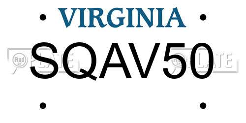 SQAV50 Virginia License Plate